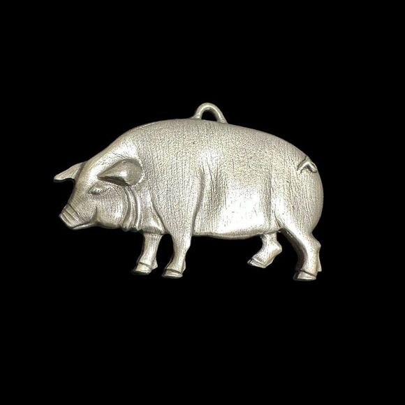 Vintage Danforth Pewter Pig Pendant Ornament - Picture 3 of 5